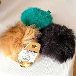 A Bundle of 3 Natasha Faux Fur Key Chain